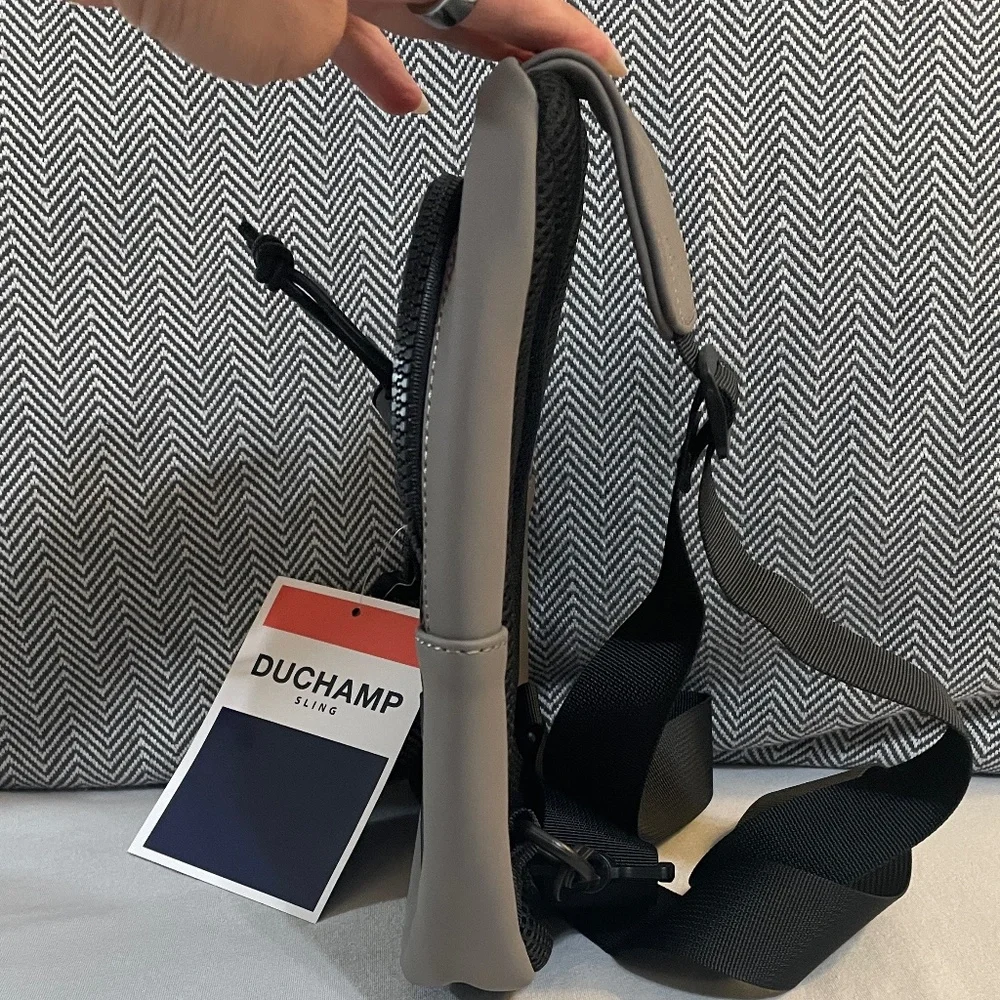 NWT DUCHAMP Versatile Unisex Rubberized Utility Sling Bag - Color: Taupe/Gray - Picture 5 of 14